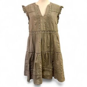 Green Boho Altar'd State M 100% Cotton Cottage Core Garden Dress Fairy Dainty